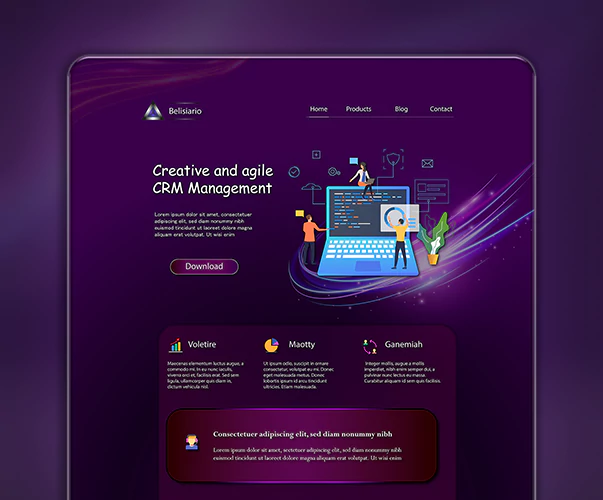 Printscreen of the front page of CRM software company