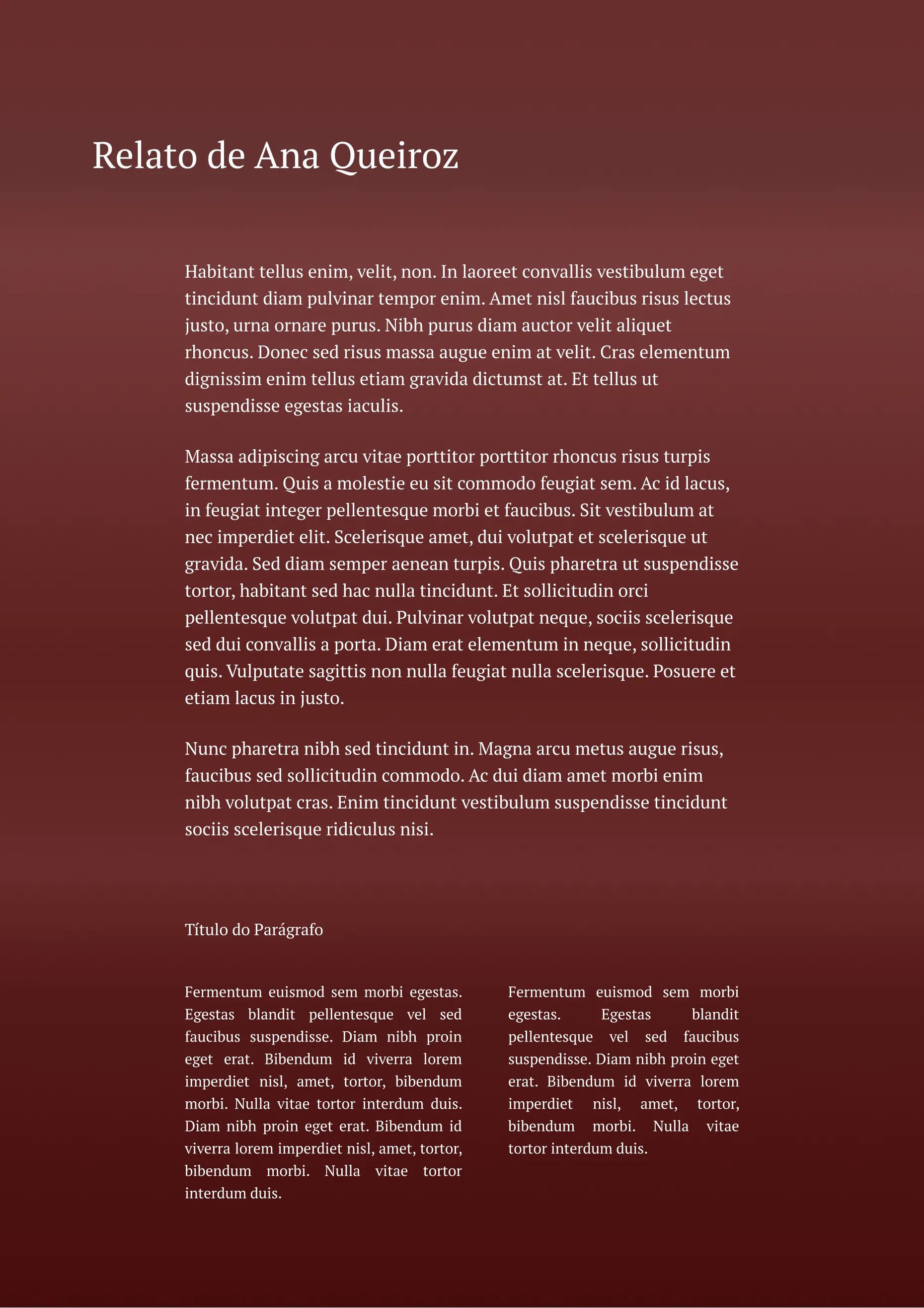 Article about violence against women written with a russet background and white letters.