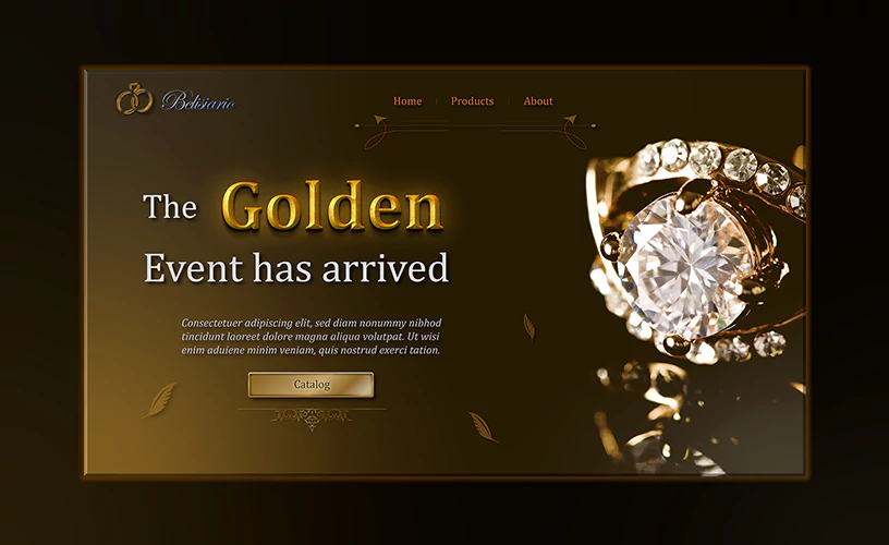 Printscreen of the front page of a jewelry website.