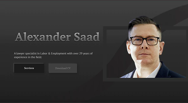 Screenshot of the home page of a lawyer’s site.