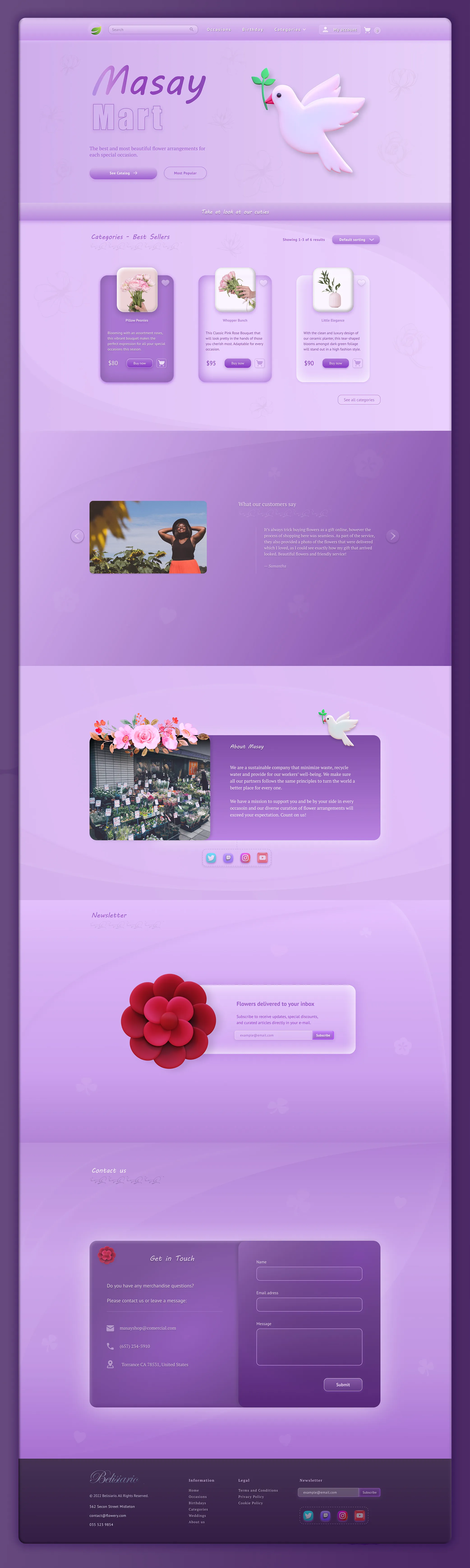 Front page of a flower store called Masay Mart.