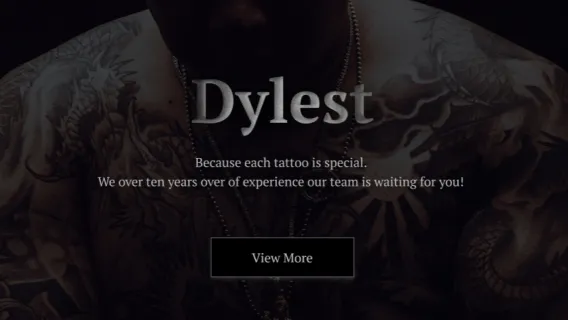 Screenshot of the home page of a tattoo studio’s site.