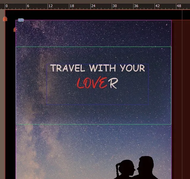 Title of an article about travel written "Travel with your lover" with stars on background.
